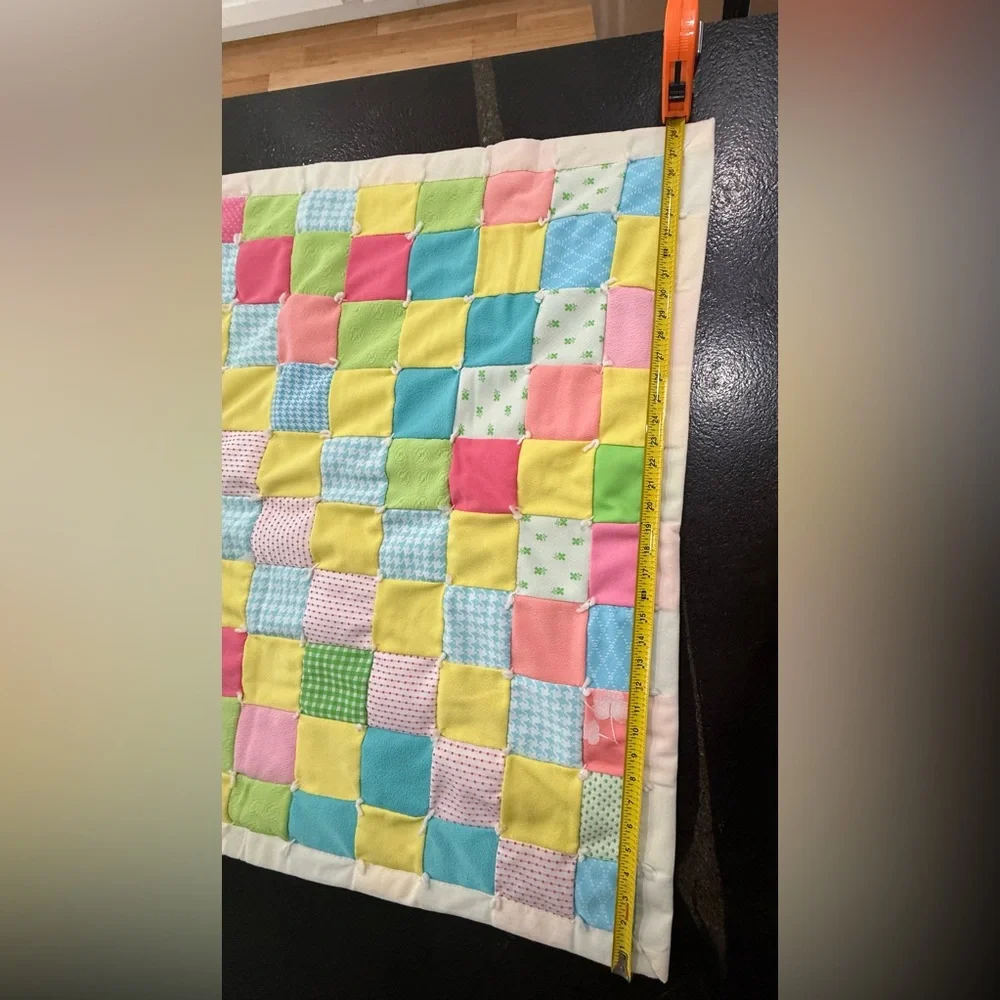 Handmade Colorful Patchwork Baby Quilt — 38” x 45”